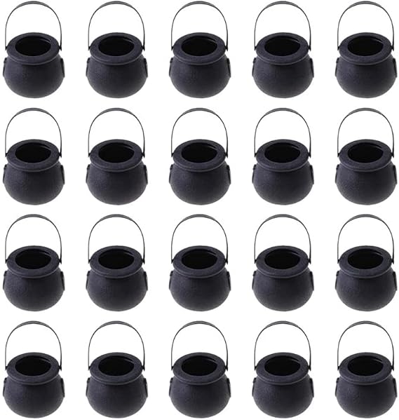 Dovhmoh 20 Pcs Mini Candy Kettles Witch Skeleton Cauldron Holder Pot with Handle for Halloween Easter 'S Day