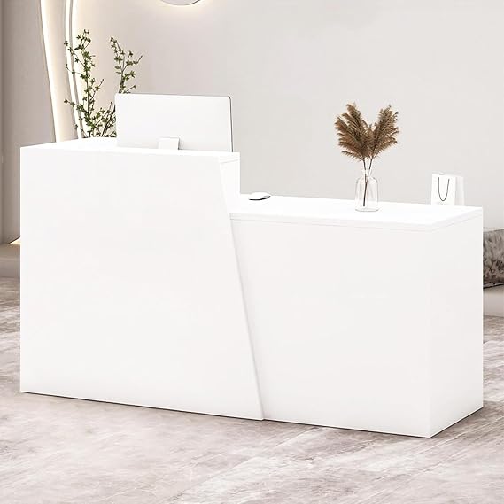 Modern Reception Desk with Counter & Drawers, Front Desk Reception Counter for Salon/Office/Lobby