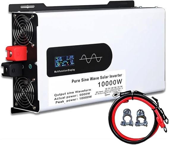 5000-12000W Hybrid Solar Inverter,DC 12V 24V 48V to 110V/220V AC Split Phase Inverter with Pure Sine Wave Inverters for Home Energy Storage Connected to Photovoltaic Solar Panels(10000W,48V to 110V)