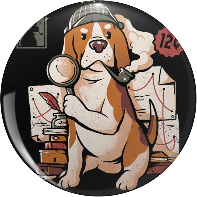 Sherlock Bones Cute Dog Quotes Gift Round Metal 0.75" Lapel Pin Hat Shirt Tie Tack Pinback