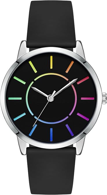 Bisley Women's Rainbow Watch Silicone Strap Waterproof Watch Fashion Analog Quartz Watches