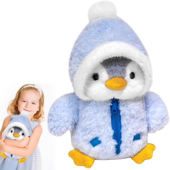 Penguin Cuddly Toy, 25 cm Cuddly Toy Penguin, Pudgy Penguins Plush, Penguin Soft Toy with Hat, Penguin Doll for Cuddling & Playing, Gifts for Boys Girls Children