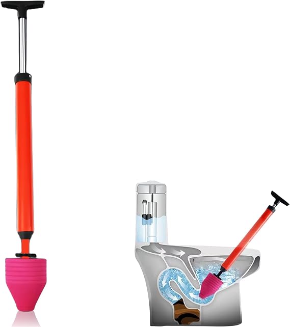 High Pressure Toilet Unblock Toilet Pipe Plunger, 2024 New [Upgrade] Toilet Plunger, Toilet Clog Remover for Sink Bathroom Kitchen Bathtub Clogged Pipe (1Pcs)