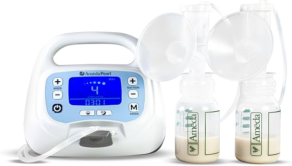 Ameda Pearl Hospital Grade Breast Pump | Portable Breast Pump | Ameda Electric Breast Pump | Rechargeable Battery | Medical Grade Breast Pump | Includes HygieniKit Milk Collection System
