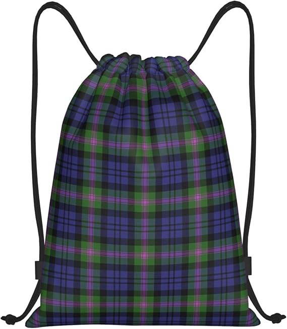 Drawstring Backpack String Bag Selkirk Tartan Sackpack for Sports Gym Small