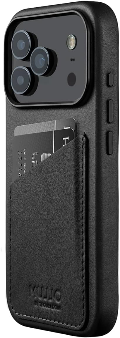 Mujjo Wallet Leather Case for iPhone 17 Pro - MagSafe Compatible - Black