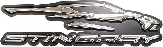 C8 Corvette Gesture Logo & Stingray Script Sign - Chrome : 34" x 10"