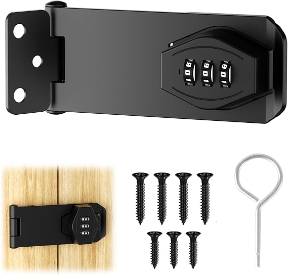 Door Bolt Lockable 4 Inch Hasp Combination Lock Sliding Door Lock
