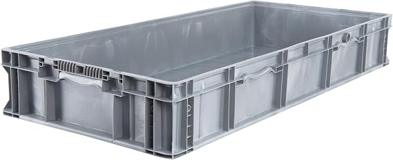 Hudson Exchange 48 x 22.5 x 7.3" (2 Pack, 25.4 Gallon) Straight Wall Handled Storage Container Tote, Gray