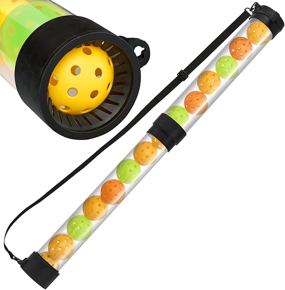 Pickleball Picker Upper Ball Holder, Pickleball Ball Picker Hopper Tube, Pickleball Pickup Tube - Lightweight Pickleball Retriever Collector with Shoulder Strap