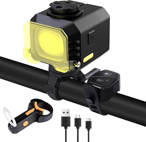 LoTanop Ultra-Bright Rechargeable Bike Light, IPX5 8 Modes Including Fog Lights, Type-C Fast Charging, Rear Light with 5 Modes Ideal for Night Riding, Mountain Biking, Commuting, Road Cycling