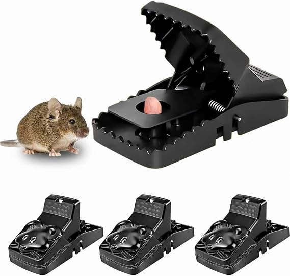 4 Pack Large Rat Traps, Heavy Duty & Reusable Rodent Control for Indoor & Outdoor Use One-Hand Easy-Set 14cm Long Snap Traps