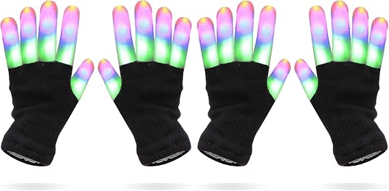 Luwint Children LED Finger Light Up Gloves, Glow Cool Fun Toys for Kids (Pack of 2)