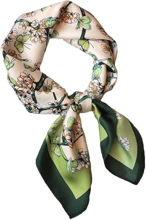 MINIDORA Satin Scarves for Women 27.5 27.5 inches Medium Square Elegant Silk Feeling Head Scarf