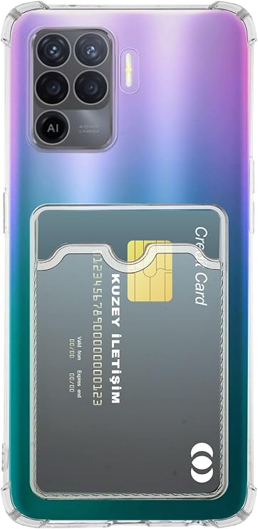 KZY İLETİŞİM Oppo Reno 5 Lite Kapak Kamera Korumalı Kartlıklı Darbe Emici Özellikli Şeffaf Silikon Kılıf