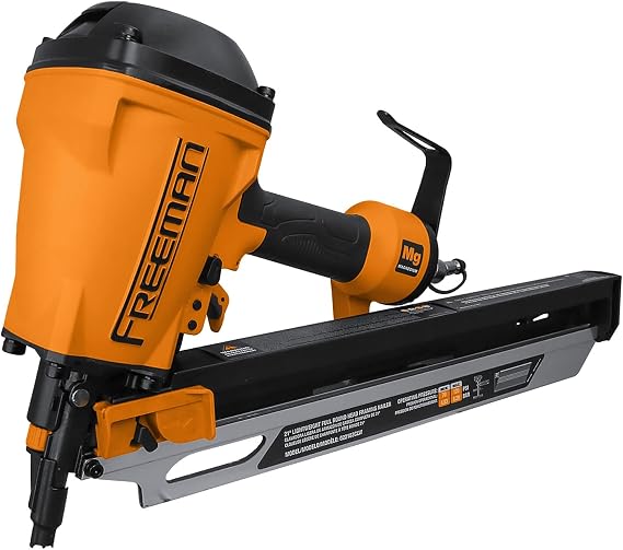 Freeman Compact Lightweight Pneumatic 21 3-1/4" Framing Nailer | G22183CLW | Framing, Subfloors, Roof Decking, Pallet and Shipping Crate Assembly, Wood Fencing
