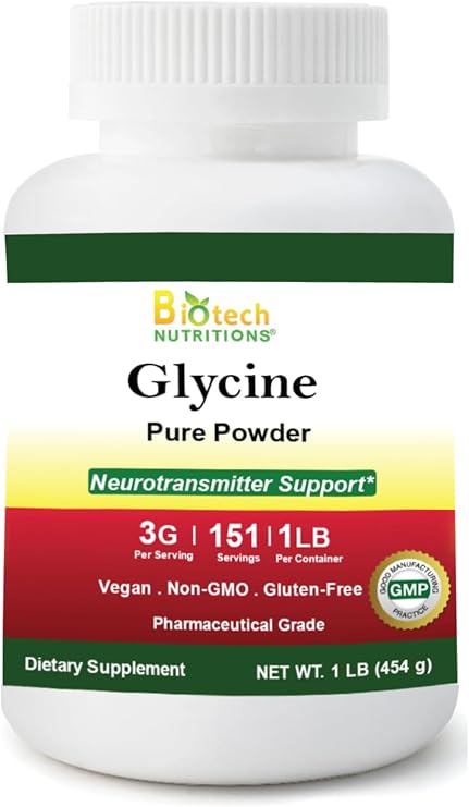 Pure Glycine Powder 16 oz Gluten Free Non-GMO Made in USA