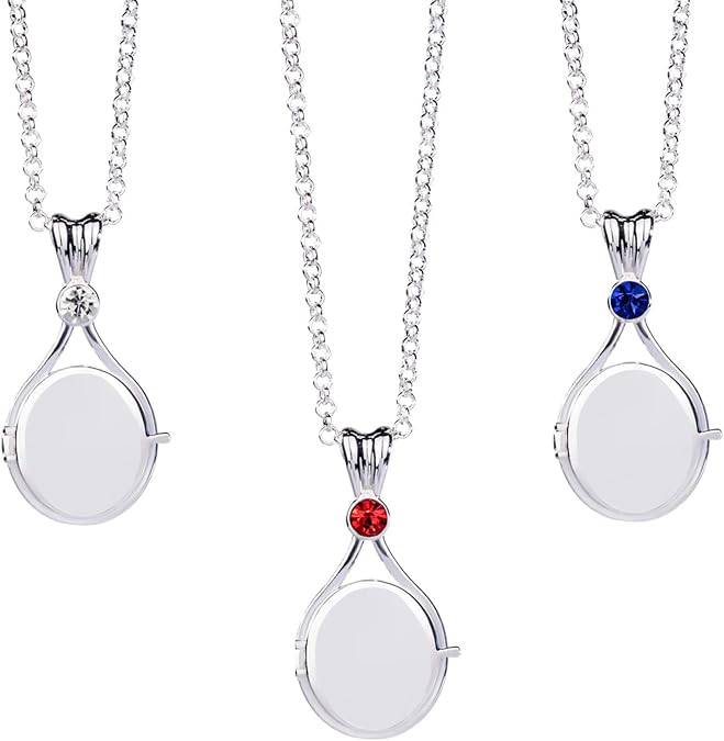 H2O Stainless Steel Locket Necklace, 3 PCS H2O Silver Pendant