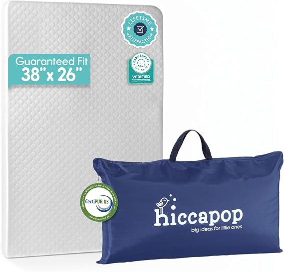 Hiccapop Playard Mattress Pad, Pack and Play Mattress with Carry Bag, 1.25"