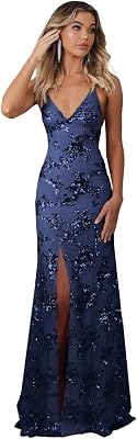 Fivsole Sparkly Long Sequin Prom Dresses 2026 with Slit Mermaid Formal Evening Party Gowns