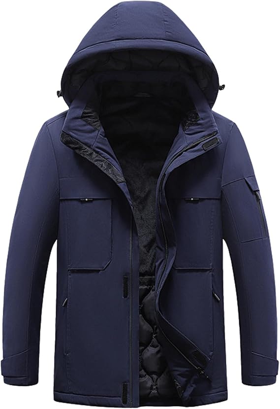 Ski Jacket Men Women, Soft Heated Fleece Hoodie 3 Temp Levels Warm for Winter(Size:L,Color:Bule)