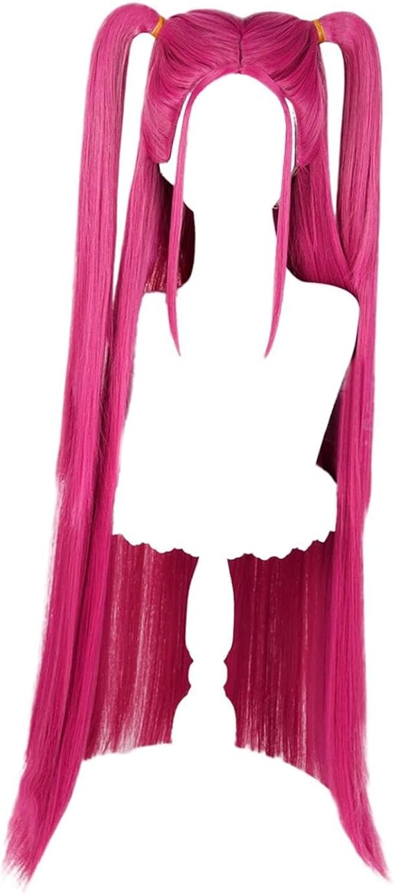 Harilla Demon Hunter Cosplay Wig Women‘s Long Rose Red Costume Wigs 100cm Idol Mira Role Play Hair for Festival Stage Performance Costume Accessory for Women Girls Teens Carnival