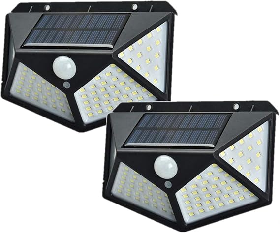 Solar Lights Outdoor, 114 LED Solar Motion Sensor Security Lights [2400Mah] 270o Waterproof Solar Lamp with 3 Modes for Garden [2 Pack]
