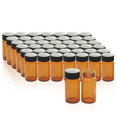 100pcs Glass Sample Vials 30mL Clear Borosilicate with Black Caps - Leak-Proof(Brown,20mL)