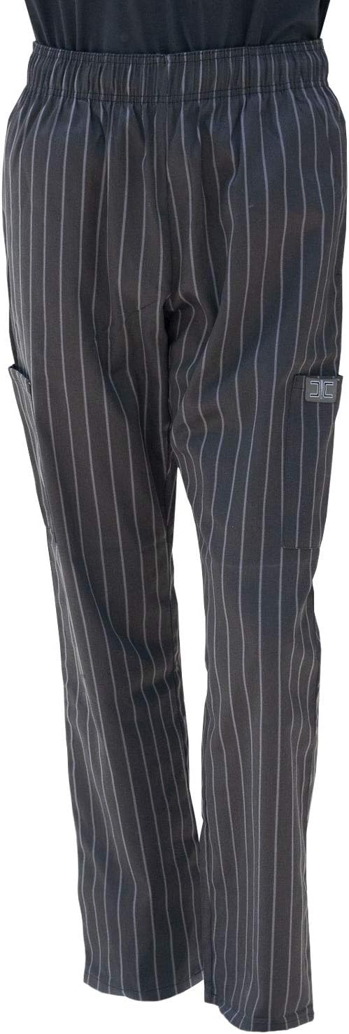 Chef Code Modern Fit Unisex Cargo Chef Pants, Elastic Waist CC220 (Chalkstripe Gray, S)