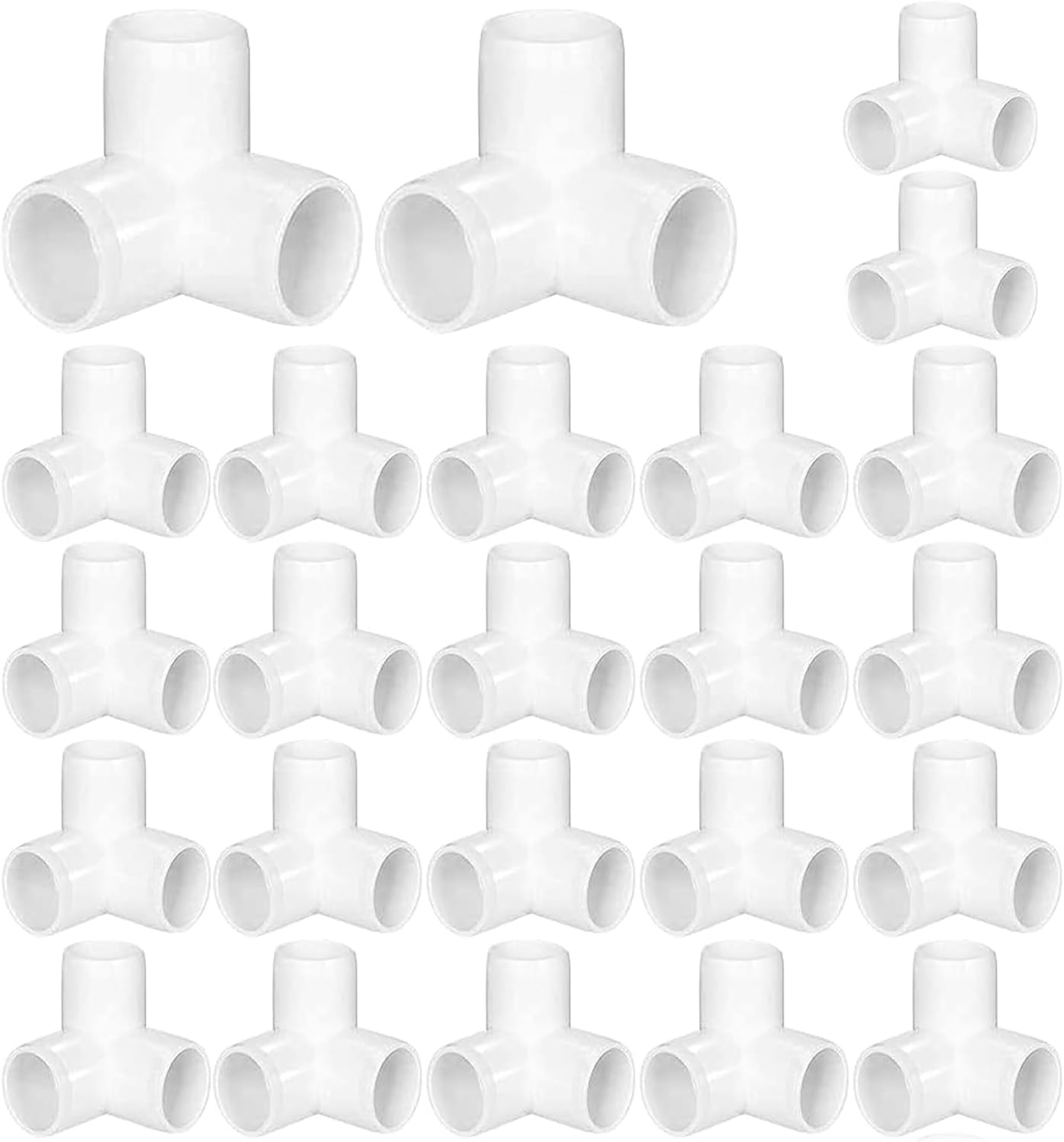 24 Pack 3 Way 12 Inch PVC Elbow Fittings Pipe, Heavy Duty 3 Way PVC Pipe Fittings Elbow Corner Fitting Connectors for Building PVC Furniture, Greenhouse Shed Pipe, PVC Pipe Joint