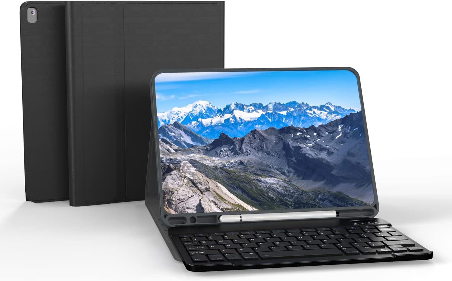 Keyboard Case for iPad 9th 8th 7th Generation 10.2 inch, iPad Air 3rd Gen 10.5 2019, iPad Pro 10.5 inch 2017 Case with Keyboard, Detachable Bluetooth Keyboard with Pencil Holder Folio Cover Black