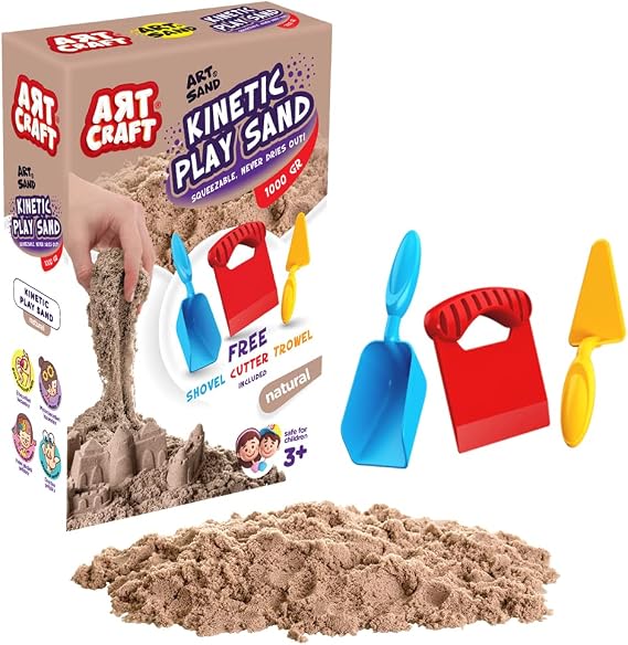 Art Craft 3690 Aksesuarlı Naturel Kinetik Oyun Kumu, 3+ yaş, 1000 gr, Kahverengi
