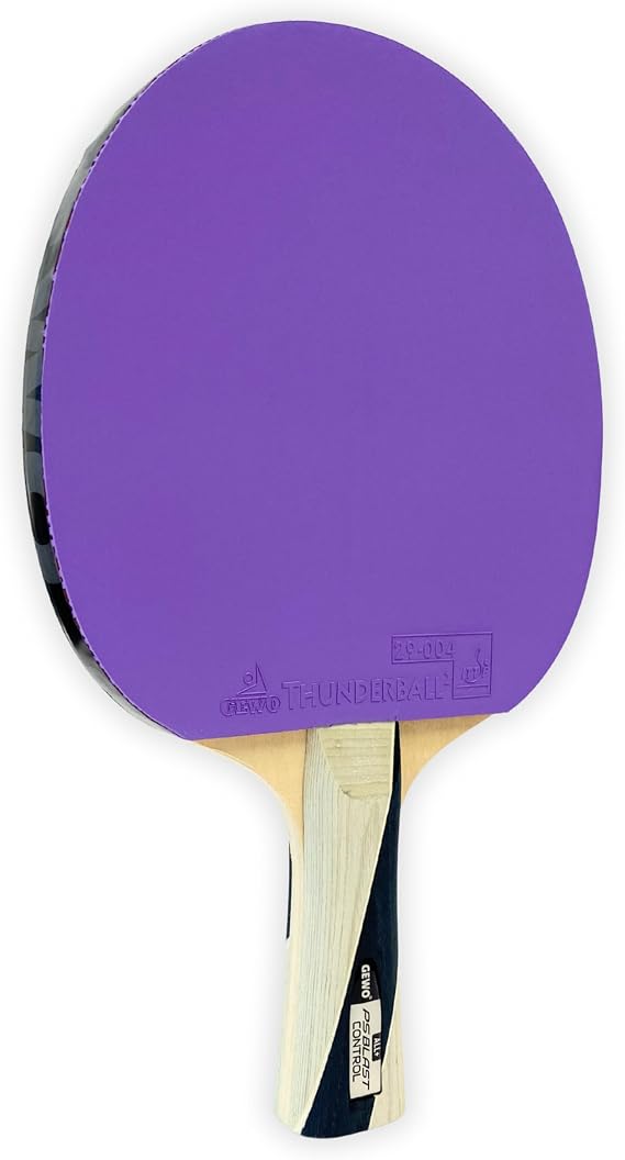 GEWO PS Blast Control Tischtennisschläger - ITTF genehmigter Profi-Tischtennisschläger, Fertigschläger mit kontrolliertem Thunderball 2 Belag und hohen Rotationseigenschaften, konkav, 1,8mm Schwamm