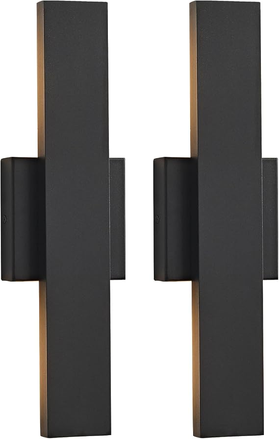 Outdoor Modern LED Wall Light Fixtures, Black Linear Exterior Wall Sconces 20W, Modern Porch Patio Light Fixture Waterproof Outdoor Wall Lights Outside Lights for House Garage Front Door Patio 2pack