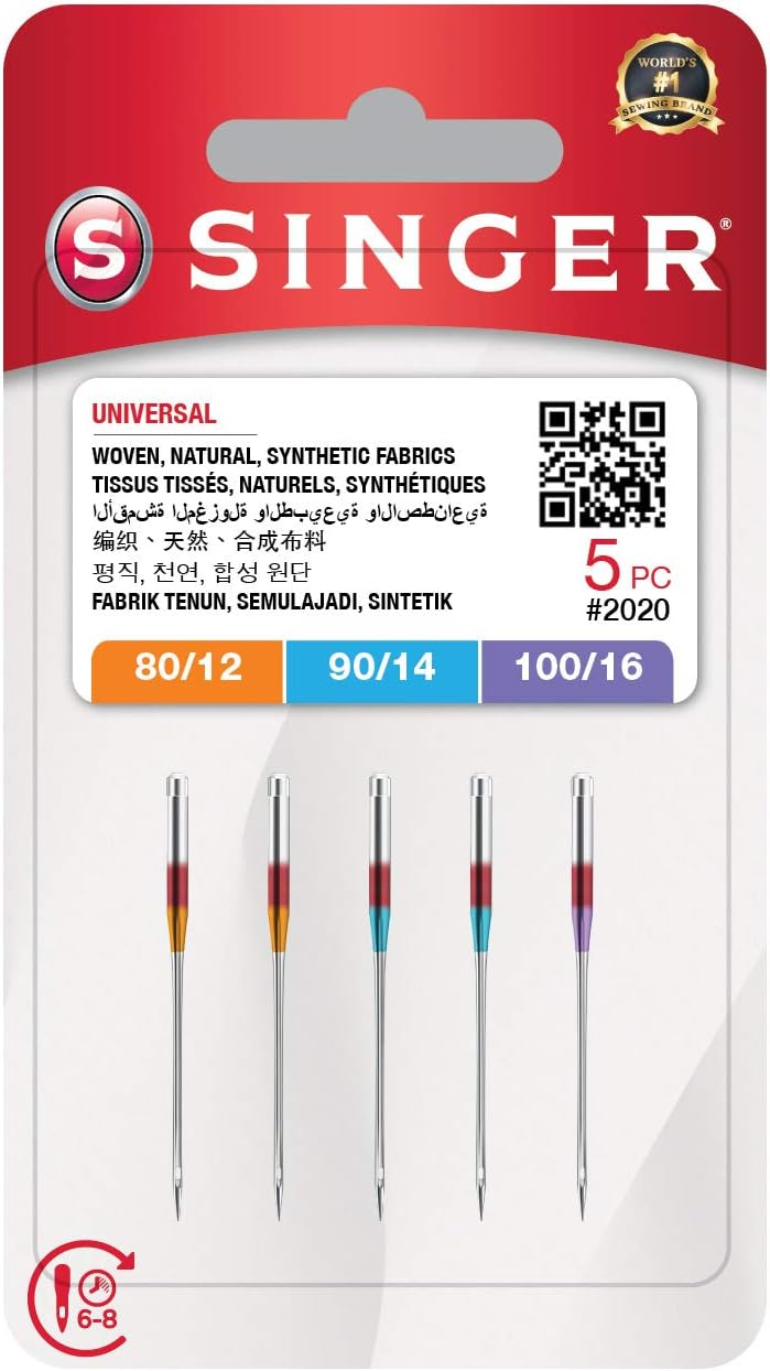 Singer 5 Mixed Needles for Sewing Machine 2020 (80/12-90/14-100/16) - Uiversali