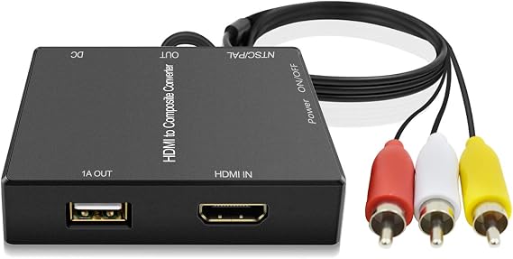 Dingsun 55Pack HDMI to RCA Converter, HDMI to Composite Converter Adapter Compatible for Old TV, Fire Stick, Roku, DVD Players, Xbox, PS3/PS4/PS5