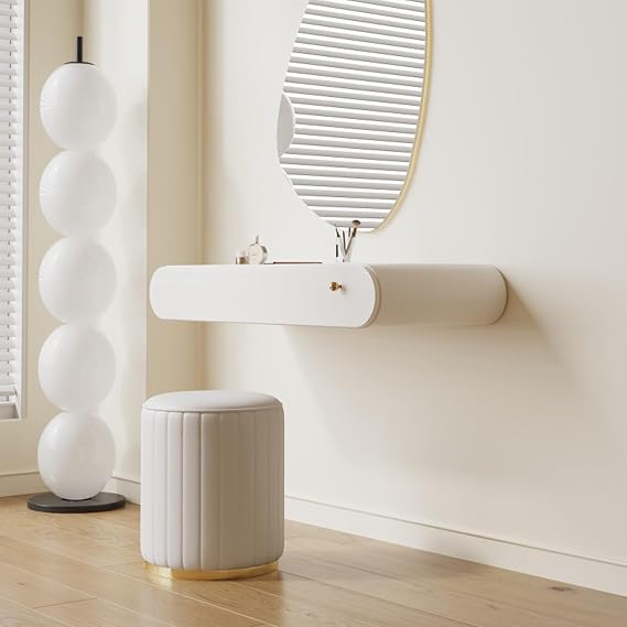 Floating Dresser Desk With Drawers, Wall-mounted Dresser, Modern Vanity Makeup Table, Simple Floating Corner Desk, Dressing Table For Small Spaces, For Bedroom, Bathroom, Hairdressers(60cm)