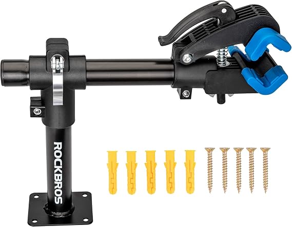 ROCKBROS Bike Repair Stand - Wall/Bench Mount, 44 lbs Capacity | Fits 30-75mm Tubes, Quick Release Clamp, Non-Slip Silicone Protects Paint, for Road & Mountain Bikes