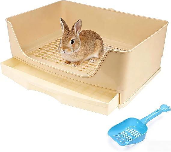 Rabbit Litter Box Toilet with Drawer and Scoop, Large Pet Potty Trainer