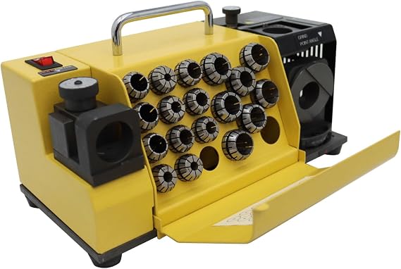 110V MR-20G Drill Bits Sharpener 3-20mm Drill Bits Sharpener with 18 Collets Angle Adjustable Grinding Machine 100(95)~135Twist Drill High-precision Sharpening Tool (CBN wheel for HSS)