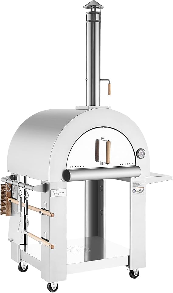 Empava 32.5" Wood Fired Pizza Oven Grill with Side Panel for Outdoor Kitchen in Stainless Steel