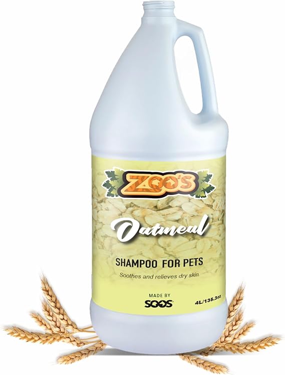 Zoos Pet Oatmeal Dog Shampoo for Cats and Pets Fast Absorbing Moisturize Skin Provides Relief to Dry Itchy Skin While Softening Your Pets Coat - 1x Dog and Cat Shampoo (4L / 1.32 gal)