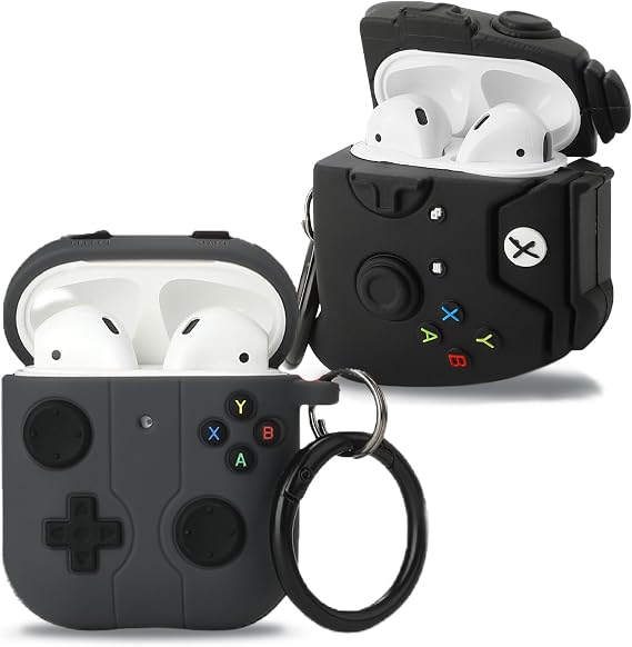 [2Pack] Gedicht for Airpods 2nd Generation Case, Funny 3D Cartoon Game Console Design Silicone Soft Cases for Airpods Case 2nd/1st Gen, with Keychain Kids Women Men for Airpods Case