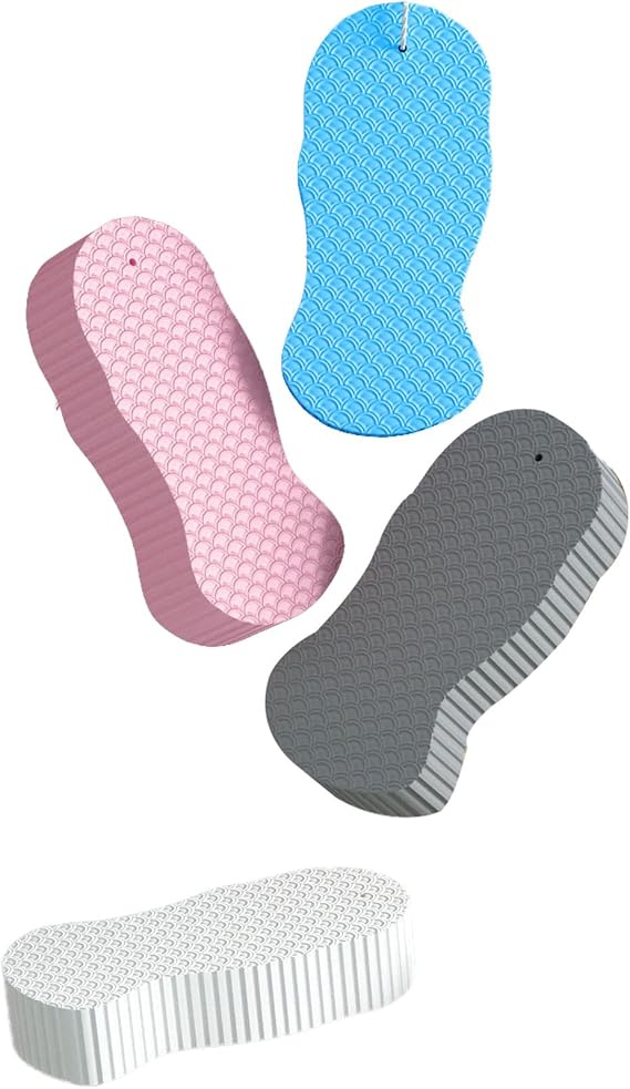 Exfoliating Bath Sponge 4Pcs, Double-Sided Shower Scrubber for Body Clean