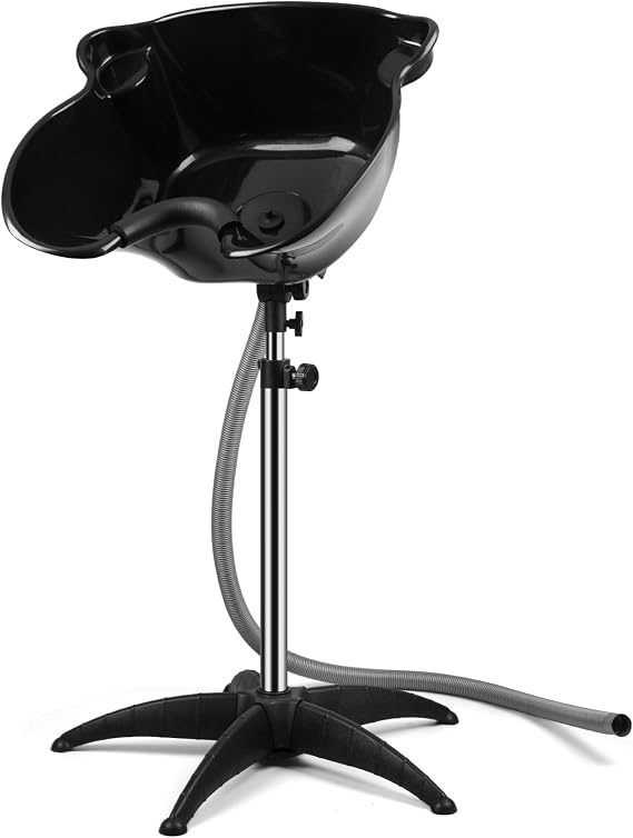 Portable Shampoo Bowl, 270 Rotating Salon Sink, Height Adjustable, Black