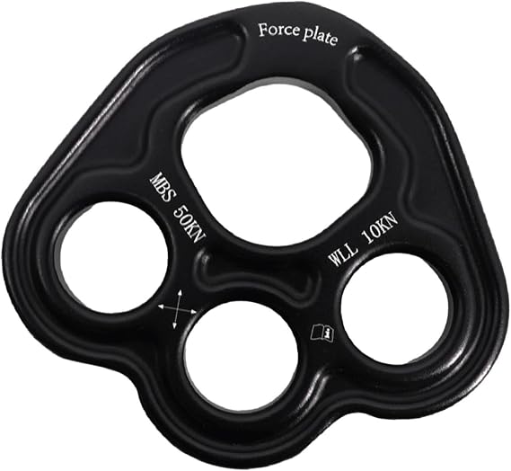Paw Rigging Plate Climbing Gear Work Rope Bearing Anchors Metal Rigging System Multi Anchor Plate Divider Plate, Black
