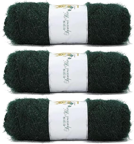 Squirrel Yarn, 3 Skeins Solid Color Soft Fluffy Squirrel Wire Yarn for Crocheting and Knitting, Hand Knitted Polyester Yarn for Sweaters, Scarves, and Shawls, 75g/Skein (Type 35)