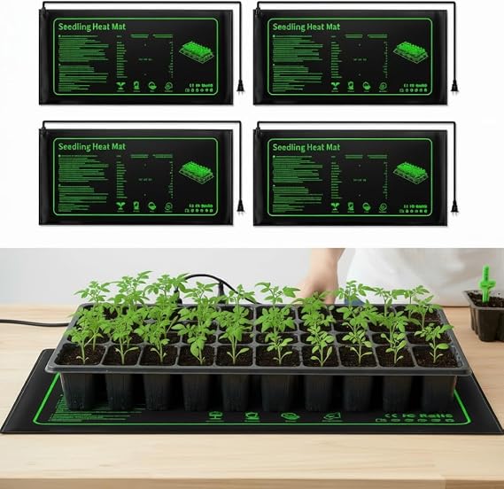 4 Pack Seedling Heat Mat for Seed Starting Plants Germination, 10"x20.5"
