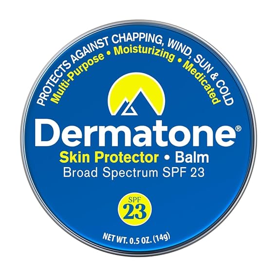 Dermatone Skin Protector Balm | Face and Skin Barrier for Cold, Wind, Dry and Chapped Skin | SPF 23 | The Original Frostbite Fighter, 0.5 oz Tin
