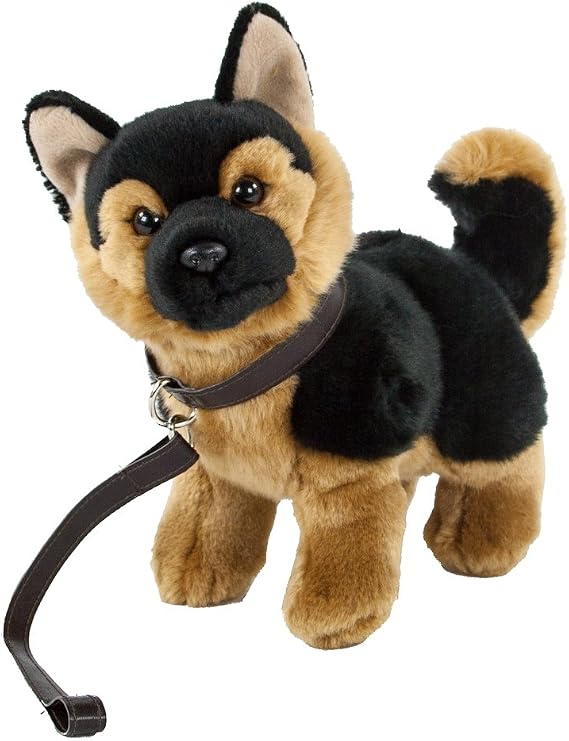 Teddys Rothenburg Cuddly Toy Shepherd Dog with Lead Standing Brown / Black 23 cm Plush Shepherd Dog